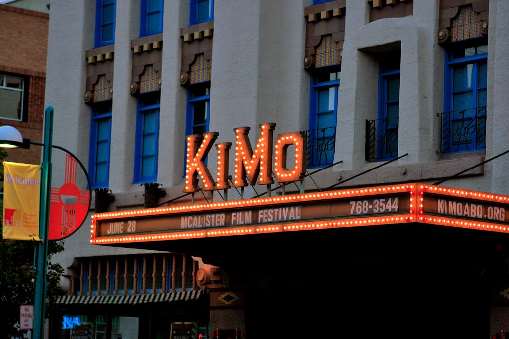 Close-up of red neon sign that reads KiMo