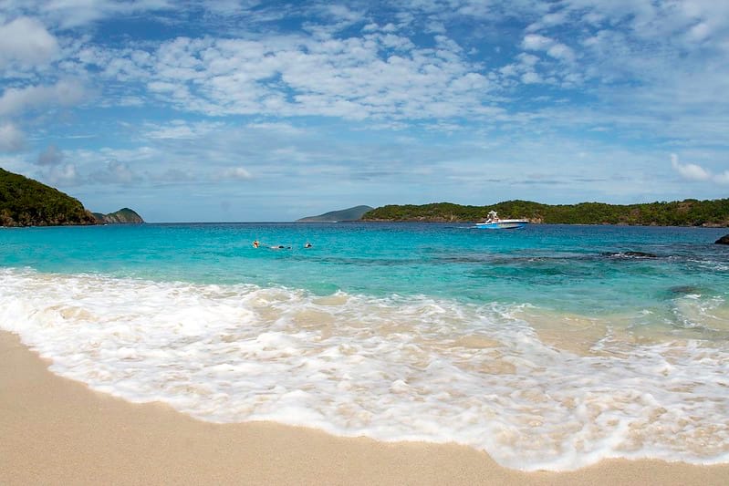 Beach in St. Thomas, USVI - crystal blue water on light sand